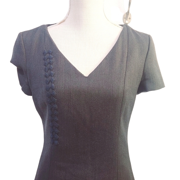 Paradiso Black Skater Style Dress Navy Blue X-Stitch With Lace peek-a-boo Sz: 2 - Picture 2 of 15